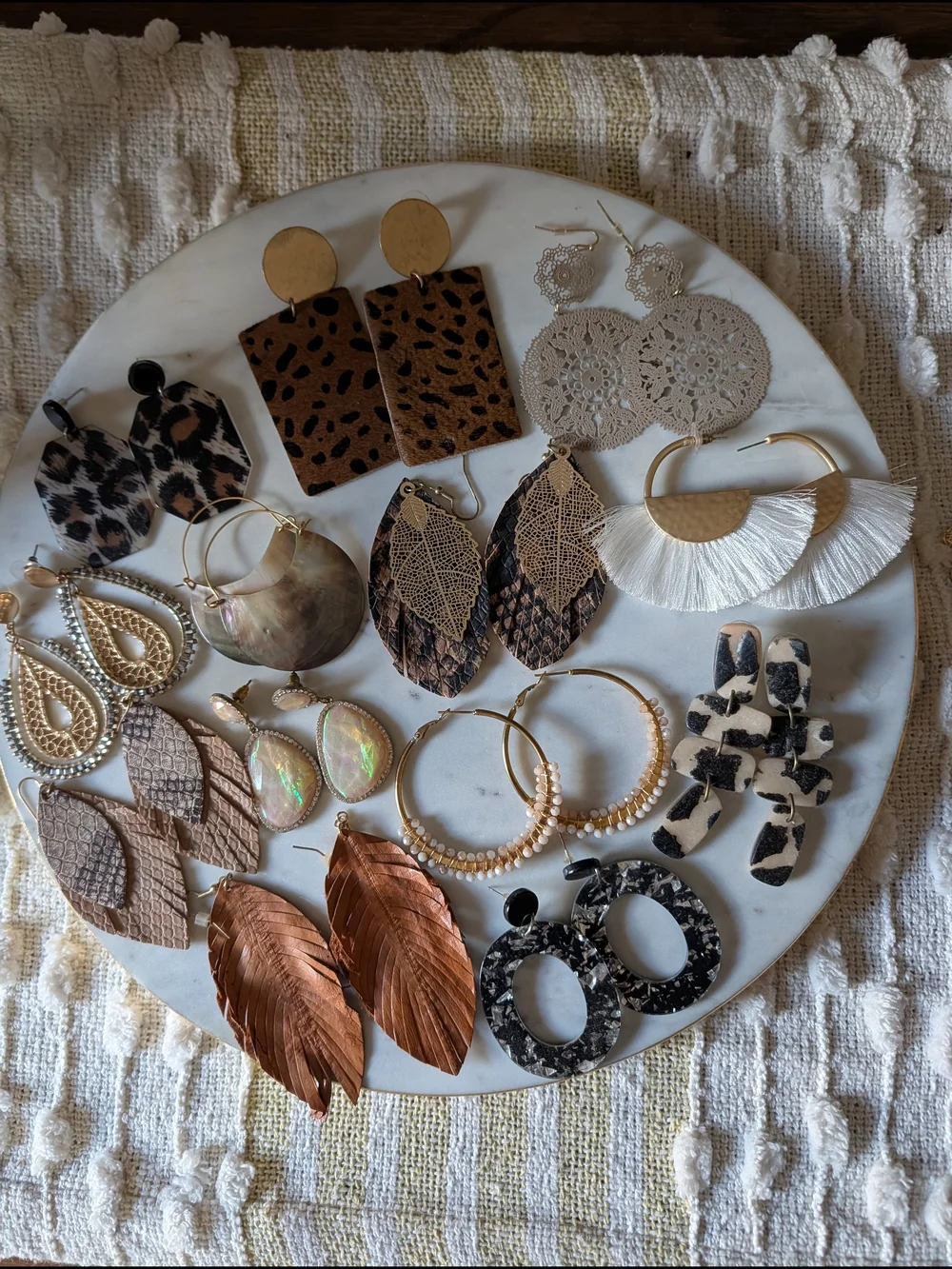 Assorted Women’s Fashion Earrings - Mixed Neutral and Metallic Colors